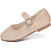 imagePANDANINJIA Sarena Girls Dress Shoes Rhinestone Flower Girl Ballerina Ballet Flats Mary Jane Wedding Party School Shoes for Toddler Little Kid Big KidGold Glitter