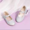 imagePANDANINJIA Sarena Girls Dress Shoes Rhinestone Flower Girl Ballerina Ballet Flats Mary Jane Wedding Party School Shoes for Toddler Little Kid Big KidSilver Glitter