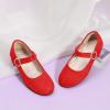 imagePANDANINJIA Sarena Girls Dress Shoes Rhinestone Flower Girl Ballerina Ballet Flats Mary Jane Wedding Party School Shoes for Toddler Little Kid Big KidRed Suede