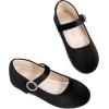 imagePANDANINJIA Sarena Girls Dress Shoes Rhinestone Flower Girl Ballerina Ballet Flats Mary Jane Wedding Party School Shoes for Toddler Little Kid Big KidBlack Suede