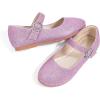 imagePANDANINJIA Sarena Girls Dress Shoes Rhinestone Flower Girl Ballerina Ballet Flats Mary Jane Wedding Party School Shoes for Toddler Little Kid Big KidPurple Glitter