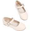 imagePANDANINJIA Sarena Girls Dress Shoes Rhinestone Flower Girl Ballerina Ballet Flats Mary Jane Wedding Party School Shoes for Toddler Little Kid Big KidBeige Pu