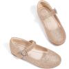 imagePANDANINJIA Sarena Girls Dress Shoes Rhinestone Flower Girl Ballerina Ballet Flats Mary Jane Wedding Party School Shoes for Toddler Little Kid Big KidGold Glitter