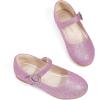 imagePANDANINJIA Sarena Girls Dress Shoes Rhinestone Flower Girl Ballerina Ballet Flats Mary Jane Wedding Party School Shoes for Toddler Little Kid Big KidPurple Glitter