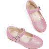 imagePANDANINJIA Sarena Girls Dress Shoes Rhinestone Flower Girl Ballerina Ballet Flats Mary Jane Wedding Party School Shoes for Toddler Little Kid Big KidPink Glitte