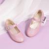 imagePANDANINJIA Sarena Girls Dress Shoes Rhinestone Flower Girl Ballerina Ballet Flats Mary Jane Wedding Party School Shoes for Toddler Little Kid Big KidPink Glitte