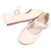 imagePANDANINJIA Sarena Girls Dress Shoes Rhinestone Flower Girl Ballerina Ballet Flats Mary Jane Wedding Party School Shoes for Toddler Little Kid Big KidBeige Pu