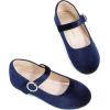 imagePANDANINJIA Sarena Girls Dress Shoes Rhinestone Flower Girl Ballerina Ballet Flats Mary Jane Wedding Party School Shoes for Toddler Little Kid Big KidNavy Suede