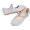 imagePANDANINJIA Sarena Girls Dress Shoes Rhinestone Flower Girl Ballerina Ballet Flats Mary Jane Wedding Party School Shoes for Toddler Little Kid Big KidSilver Glitter