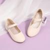 imagePANDANINJIA Sarena Girls Dress Shoes Rhinestone Flower Girl Ballerina Ballet Flats Mary Jane Wedding Party School Shoes for Toddler Little Kid Big KidBeige Pu