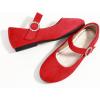 imagePANDANINJIA Sarena Girls Dress Shoes Rhinestone Flower Girl Ballerina Ballet Flats Mary Jane Wedding Party School Shoes for Toddler Little Kid Big KidRed Suede