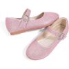 imagePANDANINJIA Sarena Girls Dress Shoes Rhinestone Flower Girl Ballerina Ballet Flats Mary Jane Wedding Party School Shoes for Toddler Little Kid Big KidPink Glitte