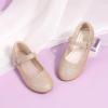 imagePANDANINJIA Sarena Girls Dress Shoes Rhinestone Flower Girl Ballerina Ballet Flats Mary Jane Wedding Party School Shoes for Toddler Little Kid Big KidGold Glitter
