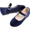 imagePANDANINJIA Sarena Girls Dress Shoes Rhinestone Flower Girl Ballerina Ballet Flats Mary Jane Wedding Party School Shoes for Toddler Little Kid Big KidNavy Suede