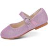 imagePANDANINJIA Sarena Girls Dress Shoes Rhinestone Flower Girl Ballerina Ballet Flats Mary Jane Wedding Party School Shoes for Toddler Little Kid Big KidPurple Glitter