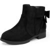 imagePANDANINJIA Girls Boots Toddler Kids Fashion Short Ankle Dress Bow Booties with Side Zipper BootsBlack Suede