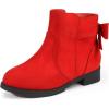 imagePANDANINJIA Girls Boots Toddler Kids Fashion Short Ankle Dress Bow Booties with Side Zipper BootsRed Suede 01