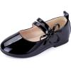 imagePANDANINJIA Naomi Girls Dress Shoes Mary Jane Ballet Flats Flower Girl Wedding Party Communion Shoes for Toddler Little Kid Big KidBlack Patent