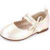 imagePANDANINJIA Naomi Girls Dress Shoes Mary Jane Ballet Flats Flower Girl Wedding Party Communion Shoes for Toddler Little Kid Big KidChampagne Pu