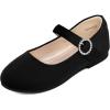 imagePANDANINJIA Sarena Girls Dress Shoes Rhinestone Flower Girl Ballerina Ballet Flats Mary Jane Wedding Party School Shoes for Toddler Little Kid Big KidBlack Suede