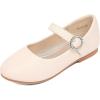 imagePANDANINJIA Sarena Girls Dress Shoes Rhinestone Flower Girl Ballerina Ballet Flats Mary Jane Wedding Party School Shoes for Toddler Little Kid Big KidBeige Pu
