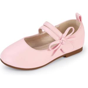 imagePANDANINJIA Naomi Girls Dress Shoes Mary Jane Ballet Flats Flower Girl Wedding Party Communion Shoes for Toddler Little Kid Big KidPink Pu