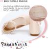 imagePANDANINJIA Flower Girl Dress Shoes Girls Ballet Flats Pearls Bow Mary Jane Ankle Strap Wedding Party Shoes for Toddler Little Big KidBeige Pu