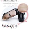 imagePANDANINJIA Flower Girl Dress Shoes Girls Ballet Flats Pearls Bow Mary Jane Ankle Strap Wedding Party Shoes for Toddler Little Big KidBlack Patent