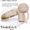 imagePANDANINJIA Flower Girl Dress Shoes Girls Ballet Flats Pearls Bow Mary Jane Ankle Strap Wedding Party Shoes for Toddler Little Big KidGold Glitter