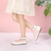imagePANDANINJIA Flower Girl Dress Shoes Girls Ballet Flats Pearls Bow Mary Jane Ankle Strap Wedding Party Shoes for Toddler Little Big KidIvory Silk