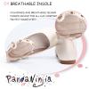imagePANDANINJIA Flower Girl Dress Shoes Girls Ballet Flats Pearls Bow Mary Jane Ankle Strap Wedding Party Shoes for Toddler Little Big KidIvory Silk