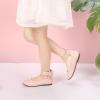 imagePANDANINJIA Flower Girl Dress Shoes Girls Ballet Flats Pearls Bow Mary Jane Ankle Strap Wedding Party Shoes for Toddler Little Big KidPink Pu