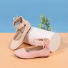 imagePANDANINJIA Flower Girl Dress Shoes Girls Ballet Flats Pearls Bow Mary Jane Ankle Strap Wedding Party Shoes for Toddler Little Big KidPink Pu
