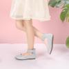 imagePANDANINJIA Flower Girl Dress Shoes Girls Ballet Flats Pearls Bow Mary Jane Ankle Strap Wedding Party Shoes for Toddler Little Big KidSilver Glitter