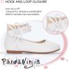 imagePANDANINJIA Flower Girl Dress Shoes Girls Ballet Flats Pearls Bow Mary Jane Ankle Strap Wedding Party Shoes for Toddler Little Big KidWhite Pu 01