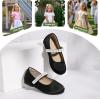 imagePANDANINJIA Flower Girl Shoes Toddler Little Kid Ballet Flats Pearls Wedding Party Mary Jane Girls Dress ShoesBlack Silk