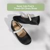 imagePANDANINJIA Flower Girl Shoes Toddler Little Kid Ballet Flats Pearls Wedding Party Mary Jane Girls Dress ShoesBlack Silk