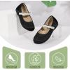 imagePANDANINJIA Flower Girl Shoes Toddler Little Kid Ballet Flats Pearls Wedding Party Mary Jane Girls Dress ShoesBlack Silk