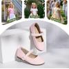 imagePANDANINJIA Flower Girl Shoes Toddler Little Kid Ballet Flats Pearls Wedding Party Mary Jane Girls Dress ShoesPink Patent