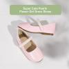imagePANDANINJIA Flower Girl Shoes Toddler Little Kid Ballet Flats Pearls Wedding Party Mary Jane Girls Dress ShoesPink Patent