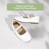 imagePANDANINJIA Flower Girl Shoes Toddler Little Kid Ballet Flats Pearls Wedding Party Mary Jane Girls Dress ShoesWhite Pu