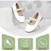 imagePANDANINJIA Flower Girl Shoes Toddler Little Kid Ballet Flats Pearls Wedding Party Mary Jane Girls Dress ShoesWhite Pu