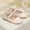 imagePANDANINJIA Girls Dress Shoes Flower Girl Ballet Pearl Flats Adela Wedding Party School for Toddler Little KidRena Beige Pu