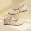 imagePANDANINJIA Girls Dress Shoes Flower Girl Ballet Pearl Flats Adela Wedding Party School for Toddler Little KidRena Beige Pu