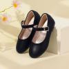 imagePANDANINJIA Girls Dress Shoes Flower Girl Ballet Pearl Flats Adela Wedding Party School for Toddler Little KidRena Black Pu