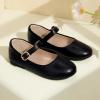 imagePANDANINJIA Girls Dress Shoes Flower Girl Ballet Pearl Flats Adela Wedding Party School for Toddler Little KidRena Black Pu