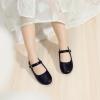 imagePANDANINJIA Girls Dress Shoes Flower Girl Ballet Pearl Flats Adela Wedding Party School for Toddler Little KidRena Black Pu