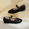 imagePANDANINJIA Girls Dress Shoes Flower Girl Ballet Pearl Flats Adela Wedding Party School for Toddler Little KidRena Black Pu