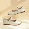 imagePANDANINJIA Girls Dress Shoes Flower Girl Ballet Pearl Flats Adela Wedding Party School for Toddler Little KidRena Champagne Pu