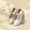 imagePANDANINJIA Girls Dress Shoes Flower Girl Ballet Pearl Flats Adela Wedding Party School for Toddler Little KidRena Champagne Pu
